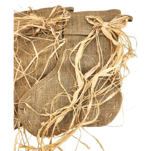 Burlap Christmas Stockings Set Of 2 16" Long Rustic Country Western DIY Crafts - Picture 9 of 10